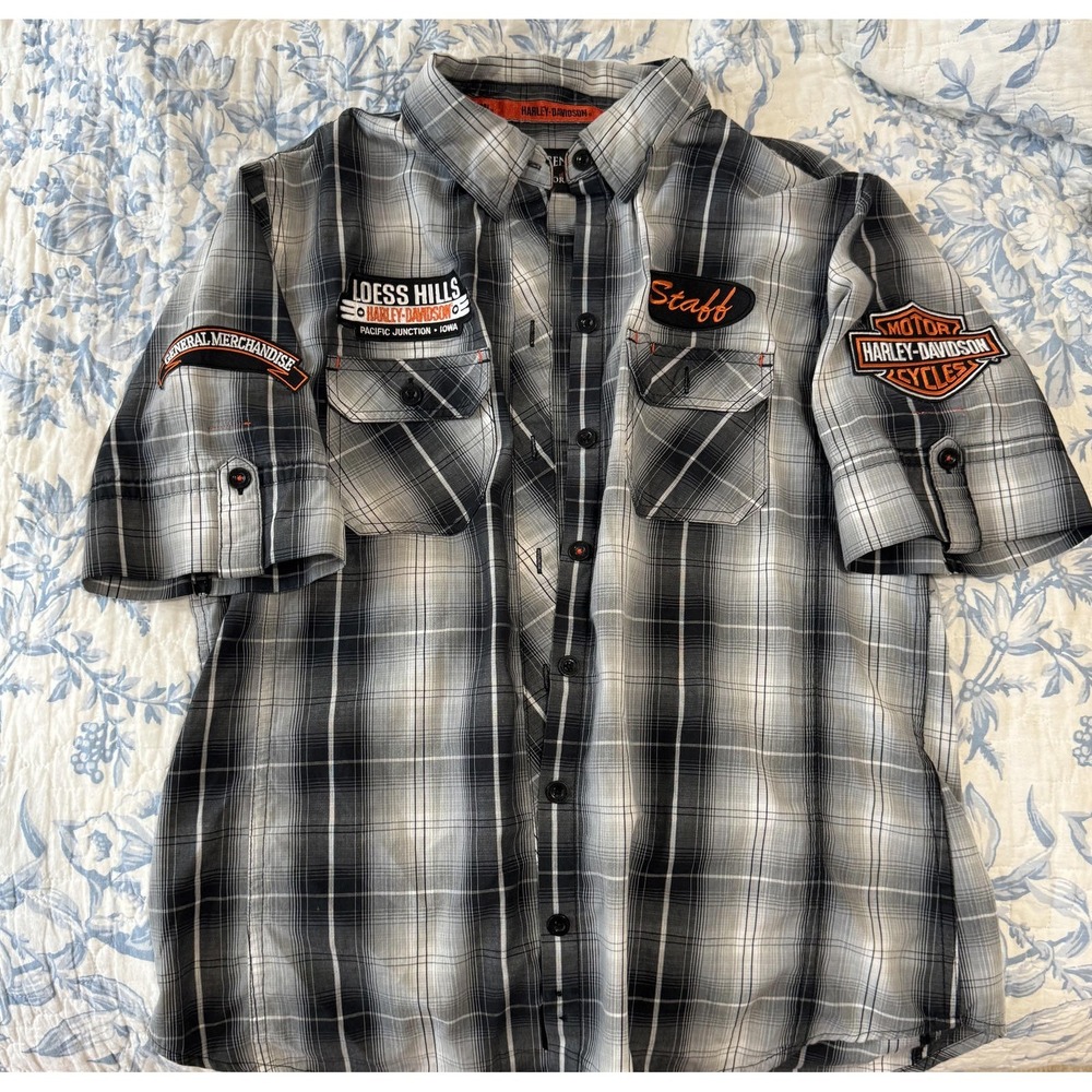 Harley-Davidson Genuine Workwear Men's Plaid Short Sleeve Shirt Loess Hills Iowa